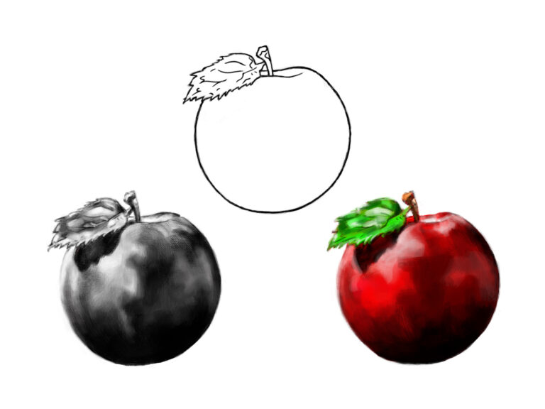 how to draw a apple
